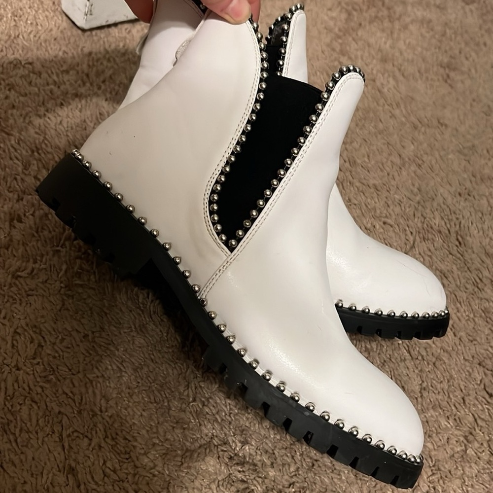 White boots with silver stones